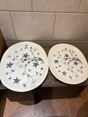 Vtg. Johnson Bros. Titania Blue Serving Platters Set of 2 Made In England